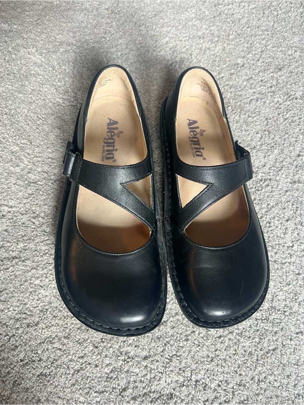 Alegria by PG Lite Dayna Size 37 Black Leather Mary Jane Shoes DAY-601